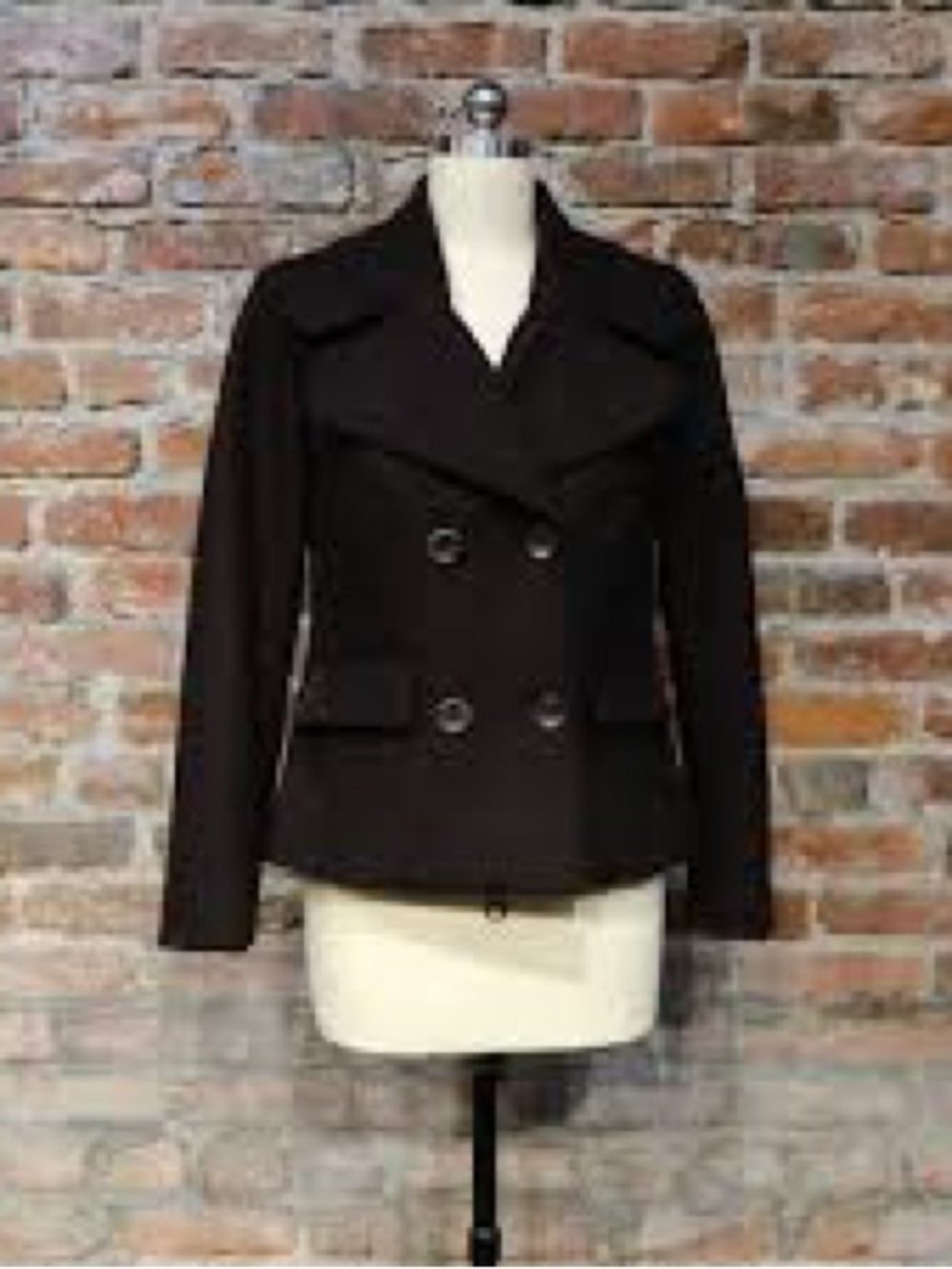 Guess Black Double-Breasted Peacoat Jacket